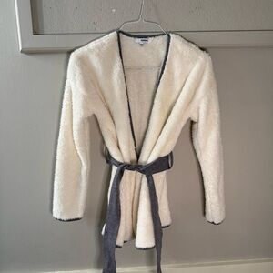 Sonoma Cream and Gray Fleece Cardigan